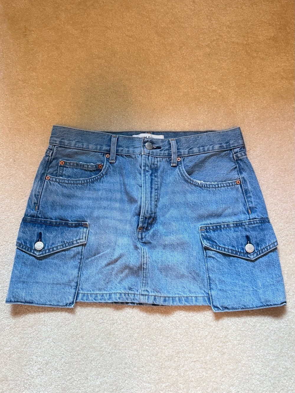 Denim Forum Blue Cargo Denim Mini Skirt